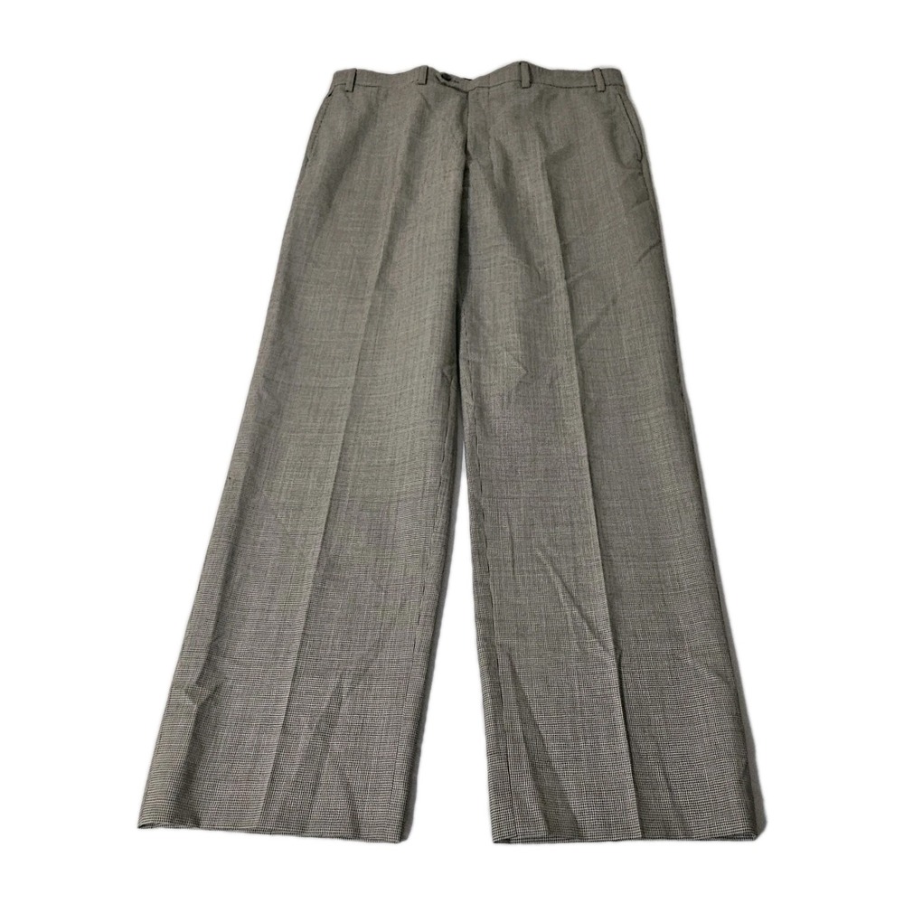 RALPH LAUREN Total Comfort 100% Wool Flat Front Dress Pants 36 x 31 Micro-Check